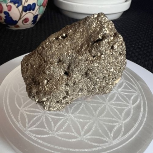 Golden Pyrite Crystal Cluster | Raw Nugget for Boho Decor & Energy Healing - Picture 3 of 11